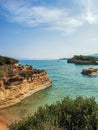 Amazing view of the unique sandy cliffs in the Ionian Sea on Sidari beach, Corfu island, Greece, Europe. Canal d Amour Royalty Free Stock Photo