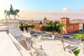 Amazing view on the Venice Square Piazza Venezia at sunset, Rome, Italy