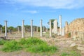 Amazing view of well preserved ruins of ancient Greek city Salamis in Northern Cyprus. The Corinthian columns were part of Salamis Royalty Free Stock Photo