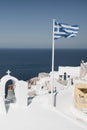 Amazing view of white houses in Oia town on Santorini island in Greece. Royalty Free Stock Photo