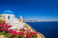 Amazing view with white houses in Oia village. Royalty Free Stock Photo