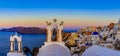 Amazing view with white houses in Oia village. Royalty Free Stock Photo