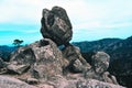 Amazing view of wobbly stone in the mountains.