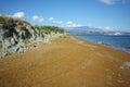 Amazing view of Xi Beach, beach with red sand in Kefalonia Royalty Free Stock Photo