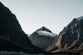 amazing views of snowy and rocky mountains in the middle of nature in a lonely and quiet place in the middle of silence