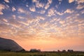 Amazing village sunrise landscape at Baikal lake