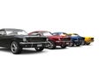 Amazing vintage American muscle cars in cool metallic colors