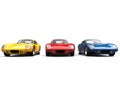 Amazing vintage sports cars in primary colors