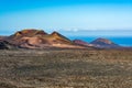 Amazing volcanic landscape of Lanzarote island, Timanfaya national park Royalty Free Stock Photo