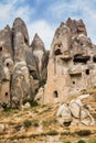 Amazing Volcanic rock formations known as Love Valley or Fairy Chimneys in Cappadocia, Turkey. Mushroom Valley one of attractions Royalty Free Stock Photo