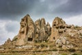 Amazing Volcanic rock formations known as Love Valley or Fairy Chimneys in Cappadocia, Turkey. Mushroom Valley one of attractions Royalty Free Stock Photo