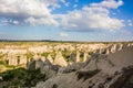 Amazing Volcanic rock formations known as Love Valley or Fairy Chimneys in Cappadocia, Turkey. Mushroom Valley one of attractions Royalty Free Stock Photo