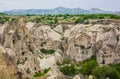 Amazing Volcanic rock formations known as Love Valley or Fairy Chimneys in Cappadocia, Turkey. Mushroom Valley one of attractions Royalty Free Stock Photo