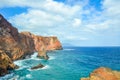 Amazing volcanic rocks in Ponta de Sao Lourenco, Madeira Island, Portugal. Cliffs by the Atlantic ocean in the easternmost point