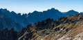 Amazing Vysoke Tatry mountains in Slovakia with many peaks and clear sky
