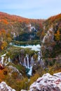 Amazing waterfall and autumn colors in Plitvice Lakes