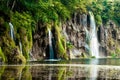 Big waterfall in the forest Royalty Free Stock Photo