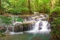 Amazing waterfall in tropical forest of national park, Huay Mae Khamin waterfall, Kanchanaburi Province, Thailand Royalty Free Stock Photo