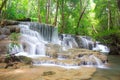 Amazing waterfall in tropical forest of national park, Huay Mae Khamin waterfall, Kanchanaburi Province, Thailand Royalty Free Stock Photo