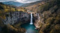 Amazing waterfall view from Drohne, high-quality image created with AI Royalty Free Stock Photo