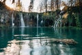 Amazing Waterfalls in Croatian Plitvice Lakes National Park Royalty Free Stock Photo