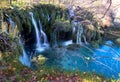 Amazing Waterfalls in Croatian Plitvice Lakes National Park Royalty Free Stock Photo