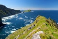 Amazing wave lashed Kerry Cliffs, the most spectacular cliffs in County Kerry, Ireland. Tourist attractions on famous Ring of