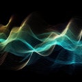 amazing wavy vibrational sound waves on black background generative AI Royalty Free Stock Photo
