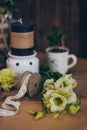 An amazing wedding decoration in yellow green tones with the black candles beautiful rustic wood vintage style for the event