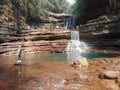 Amazing Wei Sawdong Waterfalls Is a Three Tiered Step Fall In Cherrapunji, India Royalty Free Stock Photo