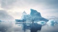Amazing white iceberg floats in the ocean with a view underwater. Hidden Danger and Global Warming Concept. Tip of the Royalty Free Stock Photo