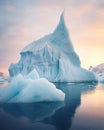 Amazing white iceberg floats in the ocean with a view underwater. Hidden Danger and Global Warming Concept. Tip of the Royalty Free Stock Photo