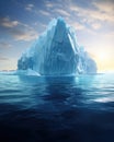 Amazing white iceberg floats in the ocean with a view underwater. Hidden Danger and Global Warming Concept. Tip of the Royalty Free Stock Photo