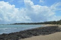 Amazing White Sand Beach With Precious Lava Rocks. Royalty Free Stock Photo