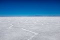 The amazing white vast landscape of the largest salt plain in the world at Salar De Uyuni & x28;Salt Flat& x29;, Bolivia