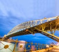 Amazing wide angle night view of Sydney Harbour Bridge, Australi Royalty Free Stock Photo