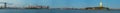 Amazing wide angle panorama of the Statue of Liberty and New York City