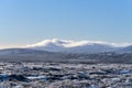 Amazing wide angle view of winter Wicklow Mountains seen from Fairy Castle Two Rock Mountain, Dublin Mountains, Ireland