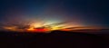 Amazing wide panoramic aerial view of the sunset over Calderon Hondo Fuerteventura