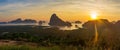 Amazing wild nature of Asia. Scenic landscape in Phang-nga bay at sunrise. Samet Nangshe viewpoint Royalty Free Stock Photo