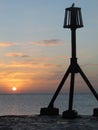 Amazing winter sunset on eastbourne beach Royalty Free Stock Photo