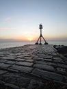 Amazing winter sunset on eastbourne beach Royalty Free Stock Photo