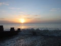 Amazing winter sunset on eastbourne beach Royalty Free Stock Photo