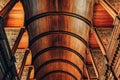 Wooden barrel ceiling with bookshelves chambers inside Old Library in Trinity College Dublin, Ireland