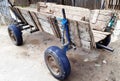 Amazing wooden cart, traditional medieval transport in europe still exist for poor people Royalty Free Stock Photo