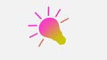 Amazing yellow and pink color idea bulb icon on white background