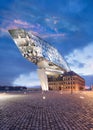 Amazing Zaha Hadid Port House Antwerp at night Royalty Free Stock Photo