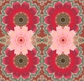 Amazingly beautiful seamless ornament in oriental style. Paisley and large bright mandalas. Fabric swatch, floor or wall carpet