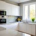 Amazingly bright kitchen in a contemporary house with a window.