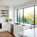 Amazingly bright kitchen in a contemporary house with a window.